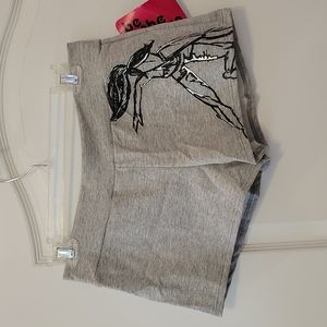 New with Tags MotionWear Gray Sparkle Shine Artistic Dancer Sketch Booty Shorts